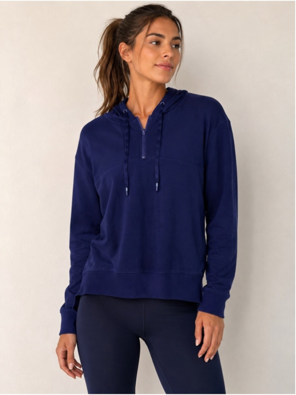 TravisMathew Quarter Zip Hooded Pullover Navy XS Golf Athleisure Top